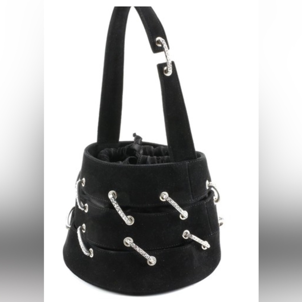Rene Caovilla Black suede Handbag with Rhinestone Accents